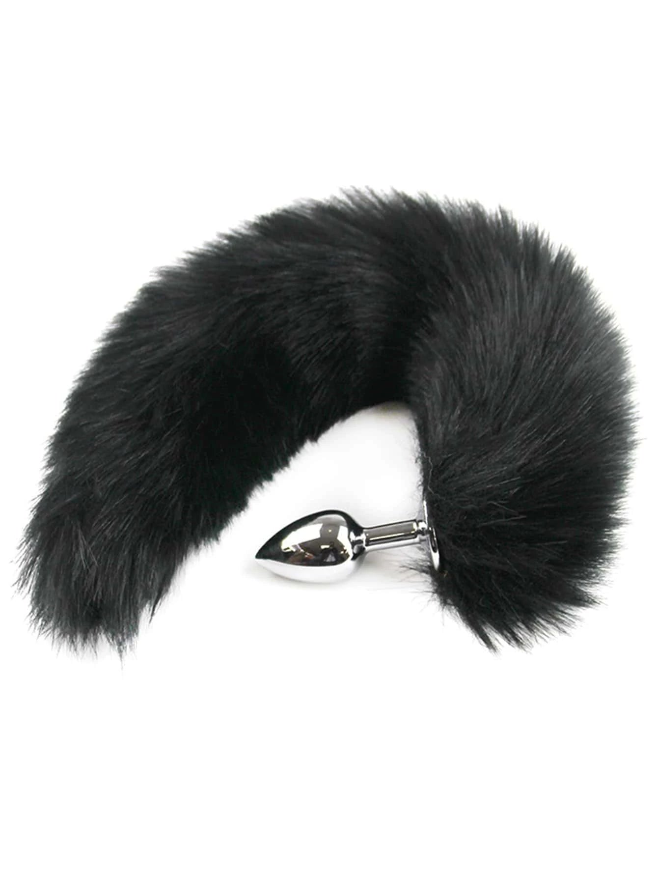 Fuzzy Tail Design Butt Plug Black