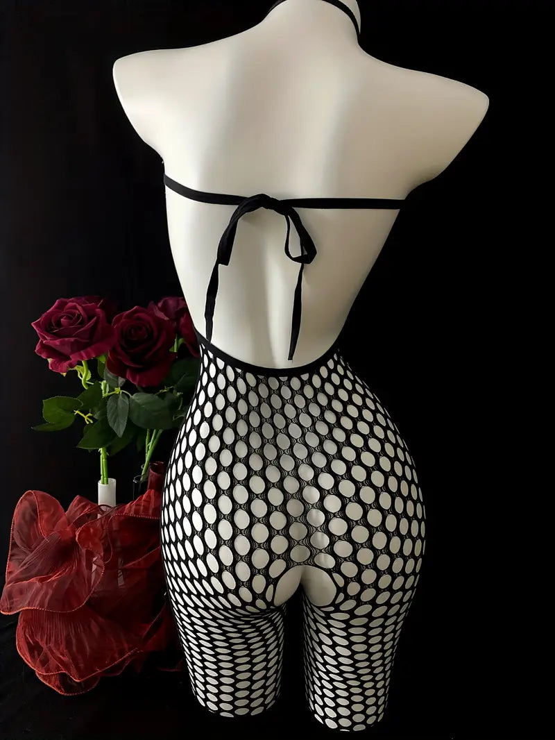 Lingerie Open Crotch Body Stocking - One Size Black QQ069