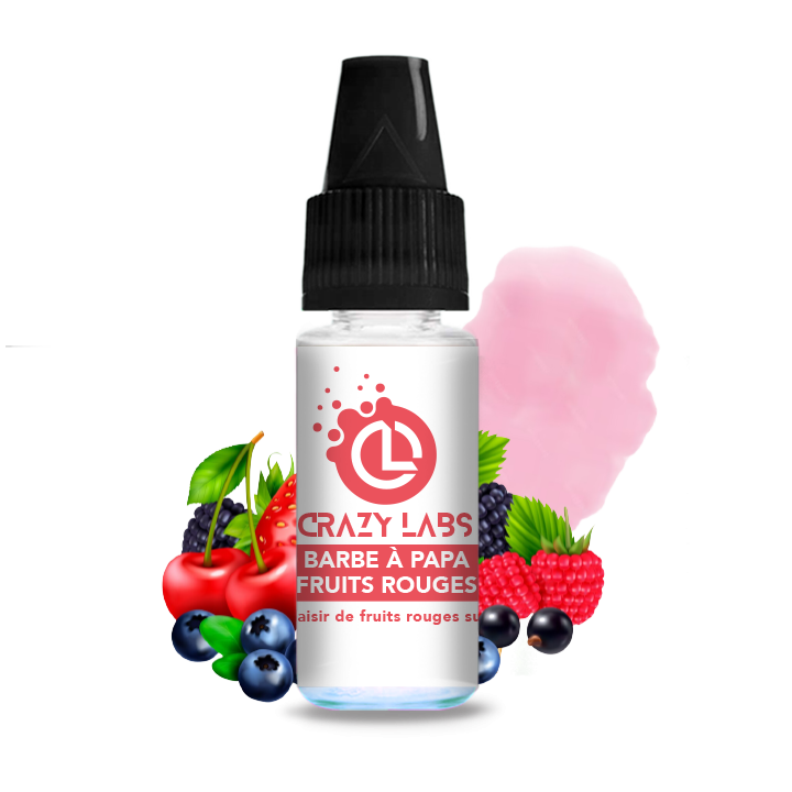 Crazy Labs Red Fruit Cotton Candy (Barbe À Papa Fruits Rouges) Nic Salt 10ml