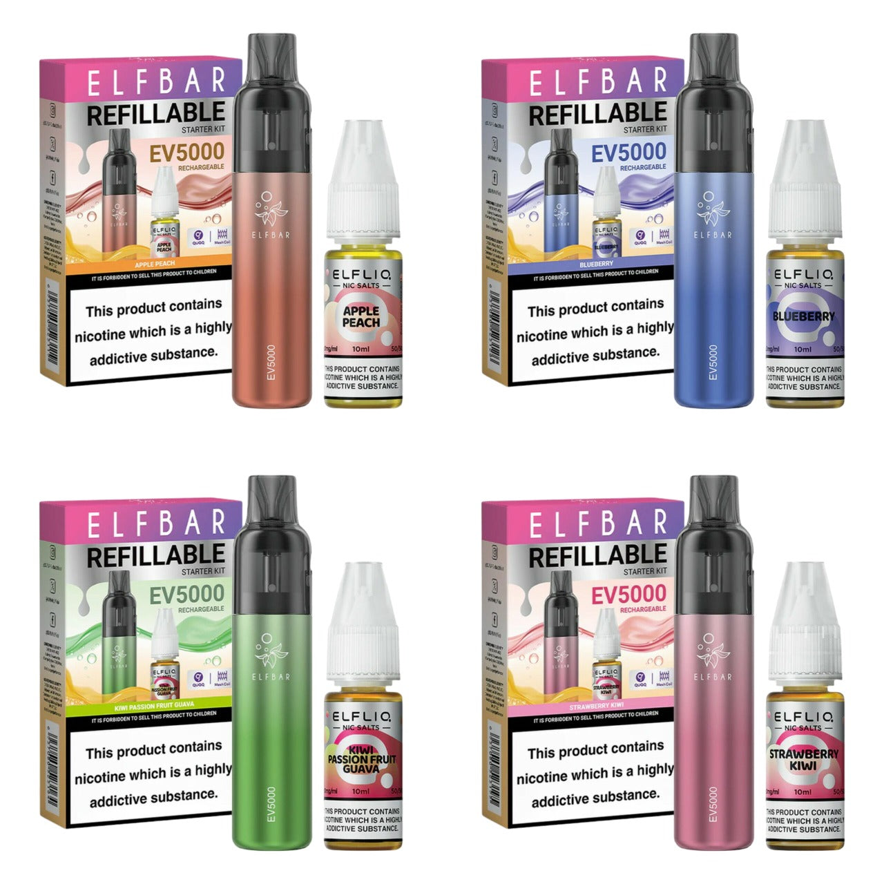 ELFBAR EV5000 Refillable Rechargeable Disposable Vape Kit 20mg
