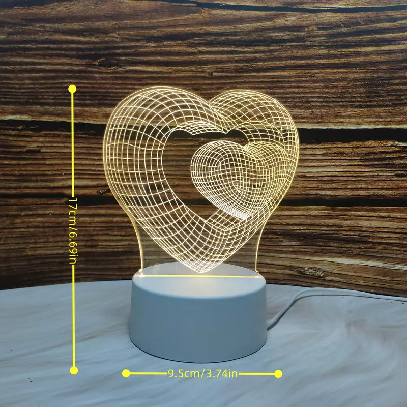 Romantic Double Heart LED Lamp