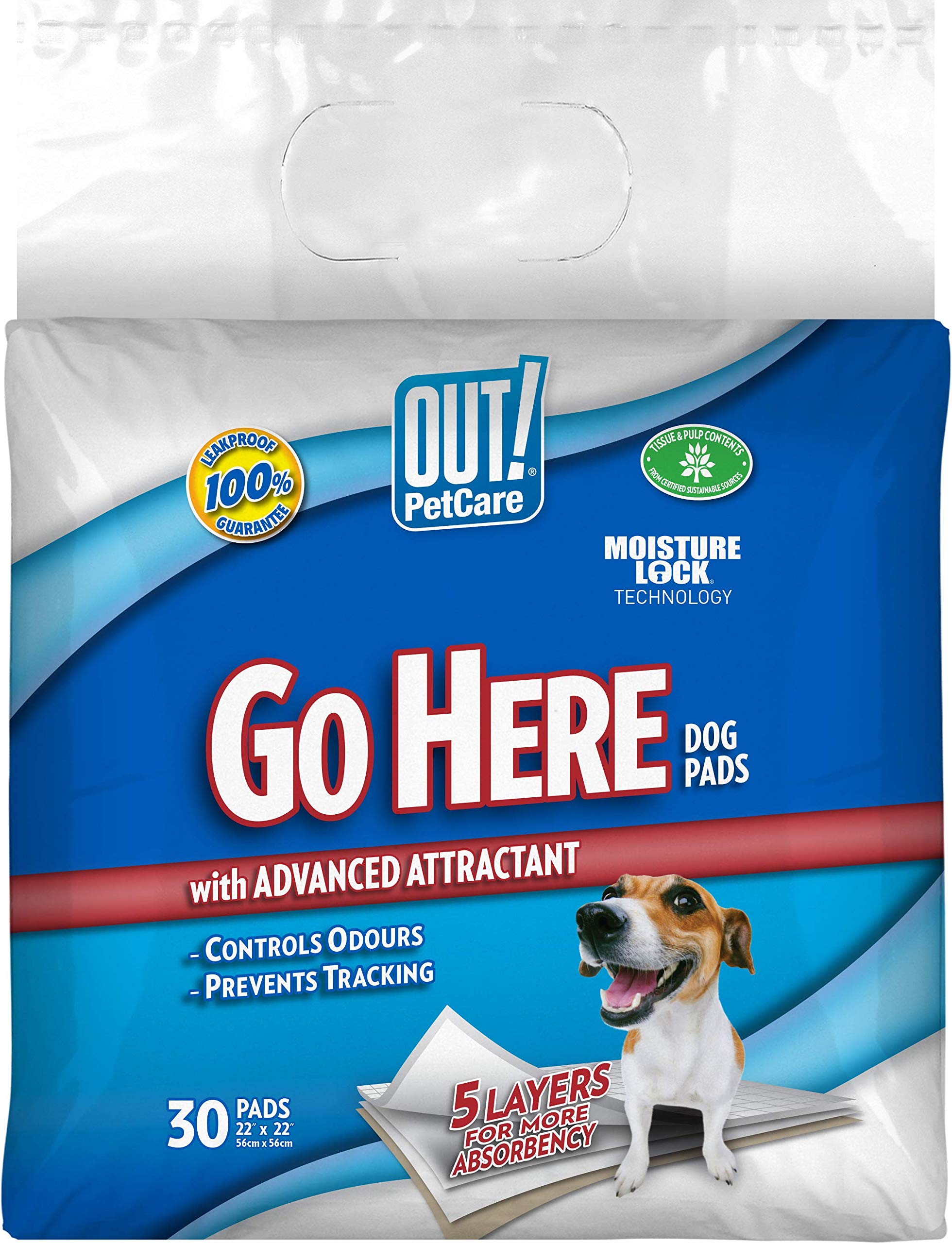 Out! Go Here Dog Training Pads x30