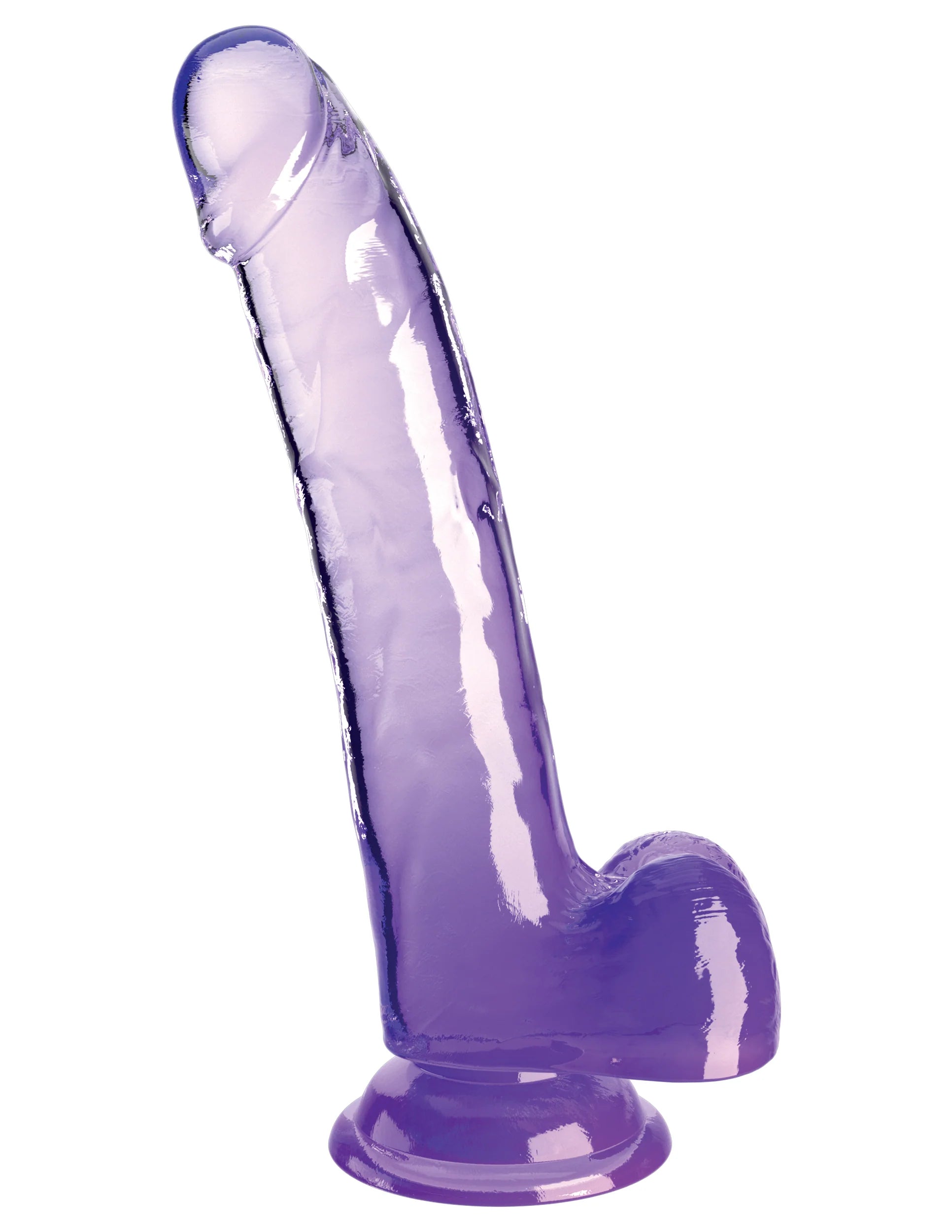 King Cock Clear 9" 22.9cm with Balls - Purple