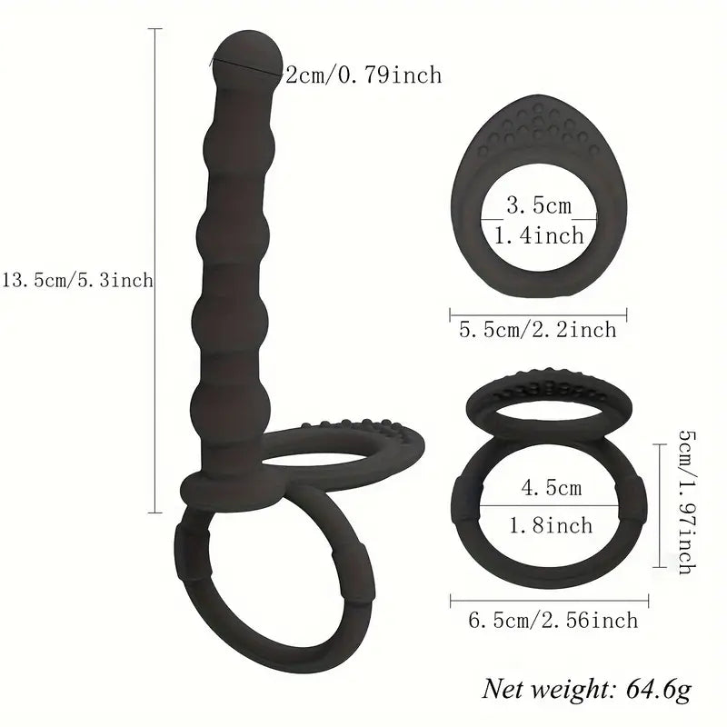 Silicone Strap On Penis Butt Plug Dildo Black