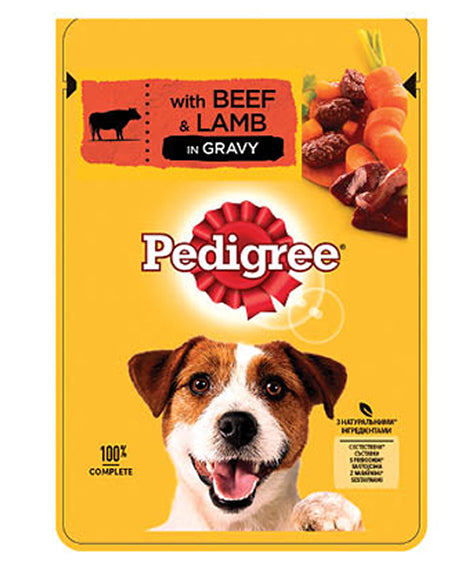 Pedigree Pouch Adult Dog Beef & Lamb In Gravy 100g