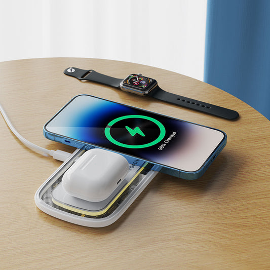 BWOO 2-in-1 30W Transparent Wireless Charger With Night Light WL-33