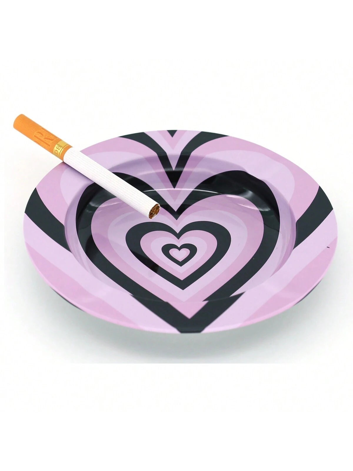 Metal Ashtray Black & Pink Hearts