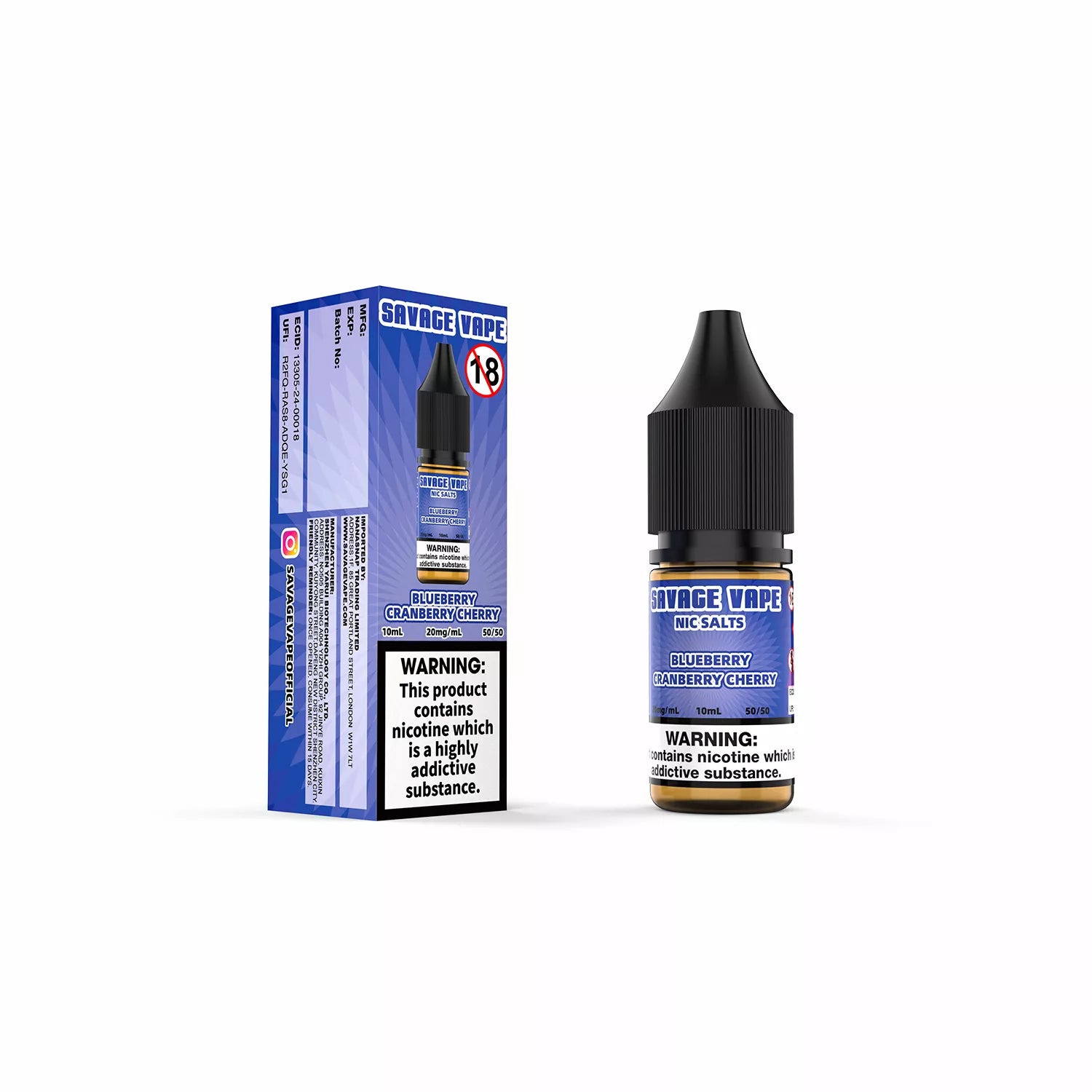 Savage Vape Blueberry Cranberry Cherry Nic Salt 10ml