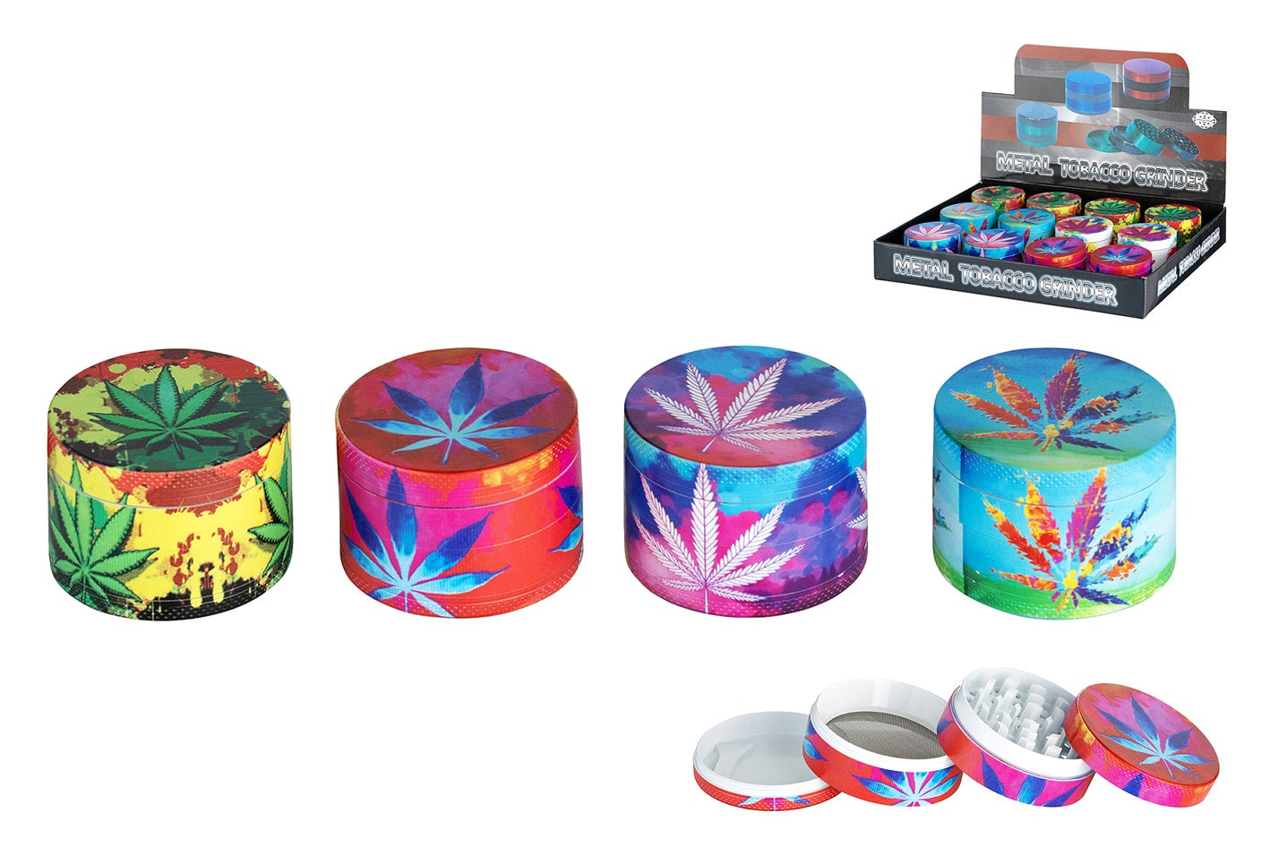 Watercolor Leaf Metal Grinder 50mm 4 Parts - 1pc