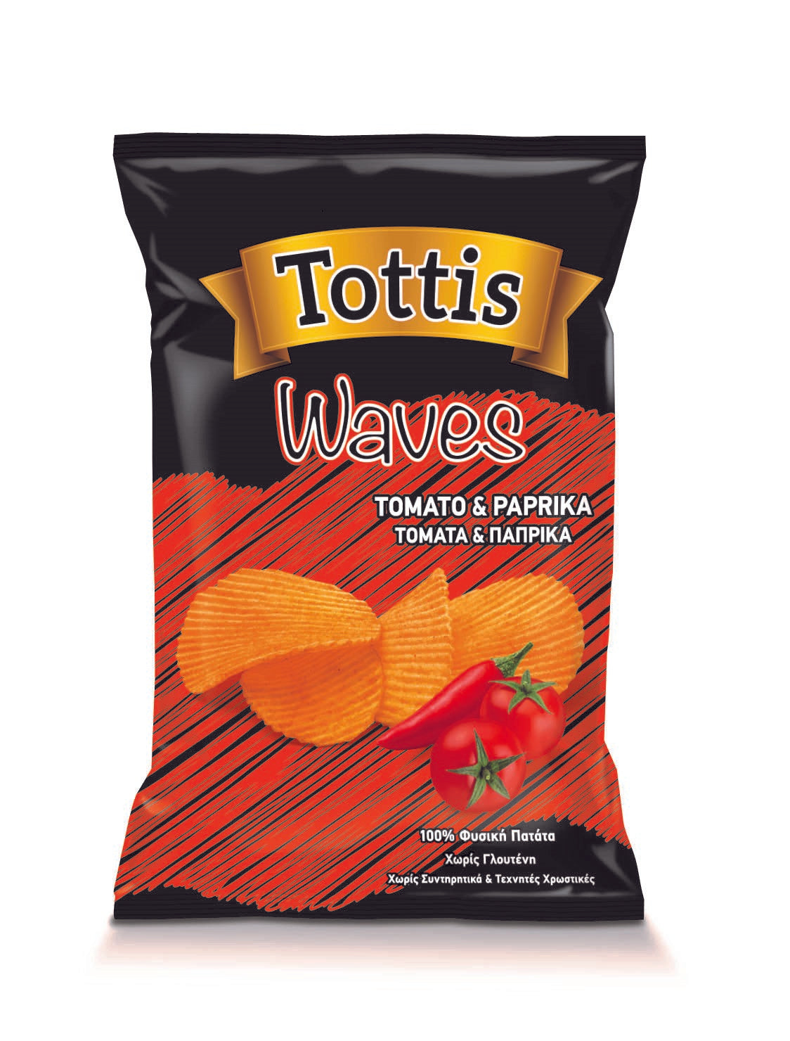 Tottis Waves Chips Tomato & Paprika 25g