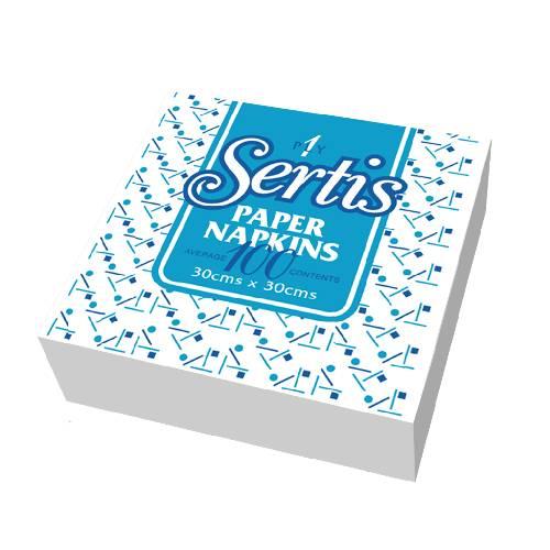 Sertis Paper Napkins White 1Ply 30cm x100