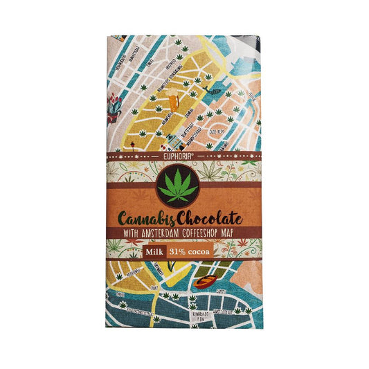 Euphoria Cannabis Milk Chocolate 80g - With Amsterdam Coffeeshop Map