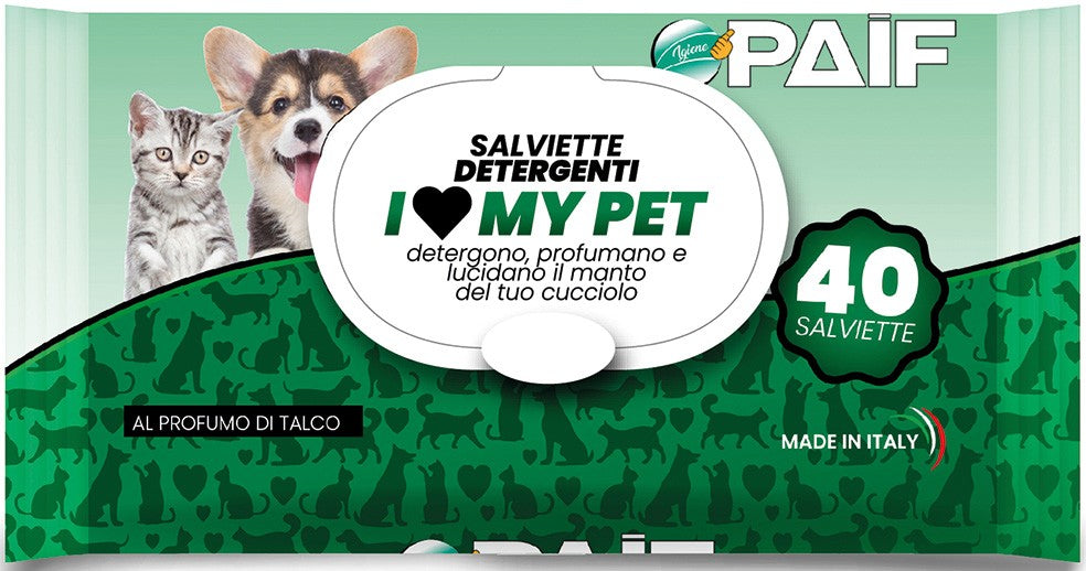 Paif I Love My Pet Cleansing Wipes Talco x40