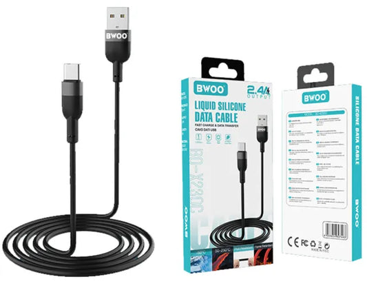 BWOO 1 Meter Type-C 2.4A Liquid Silicone Fast Charging Data Cable BO-X230C