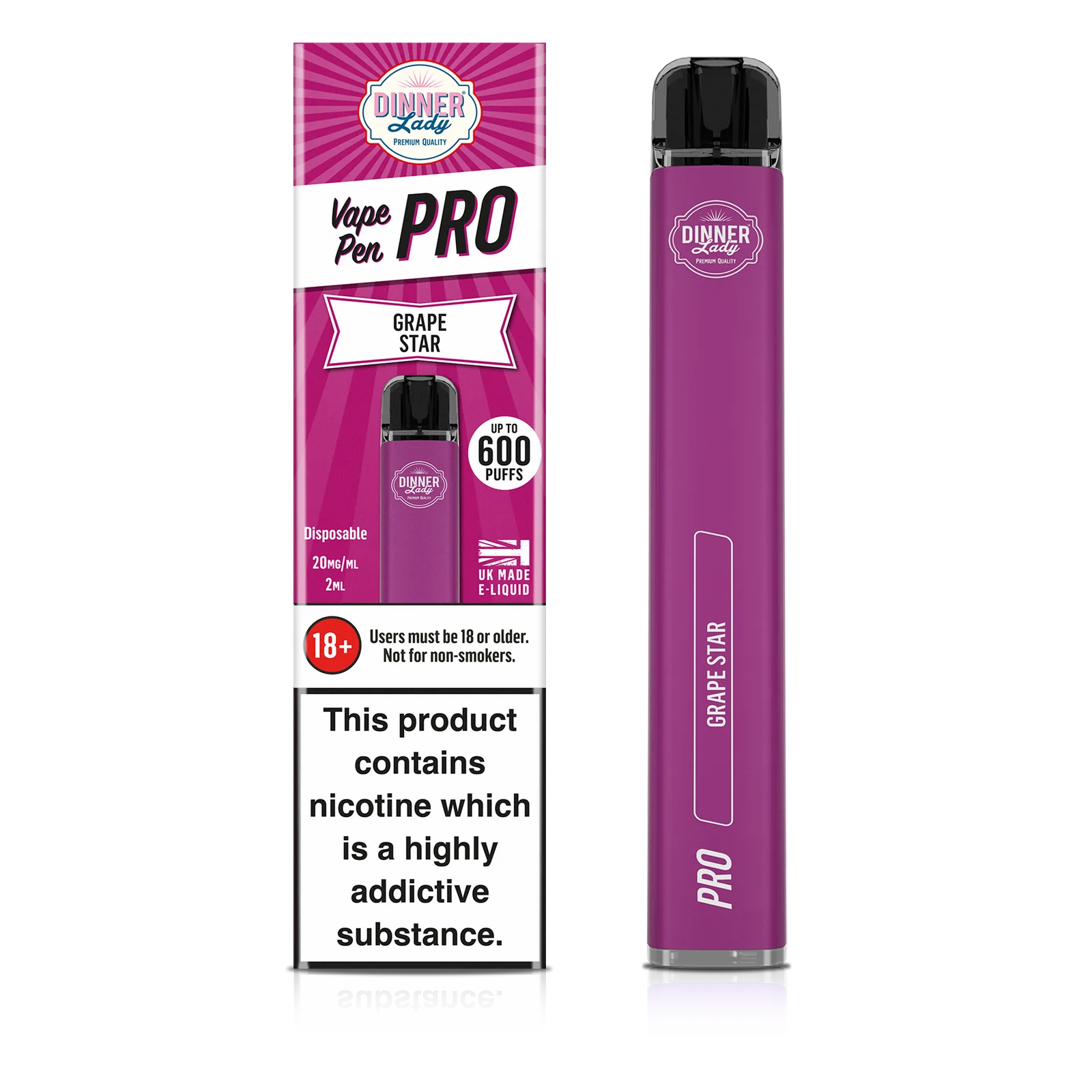 Dinner Lady Vape Pen Pro 600 Puffs Disposable Vape 0mg