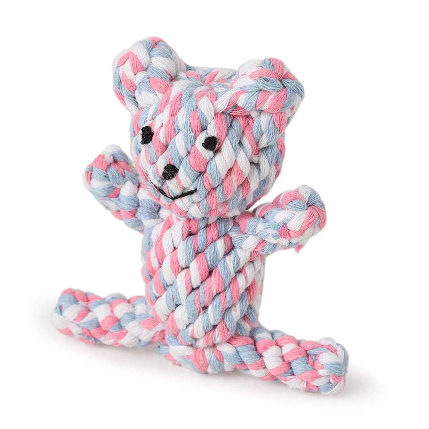 Dog Teddy Chewing Cotton Toy - Pink/White/Blue