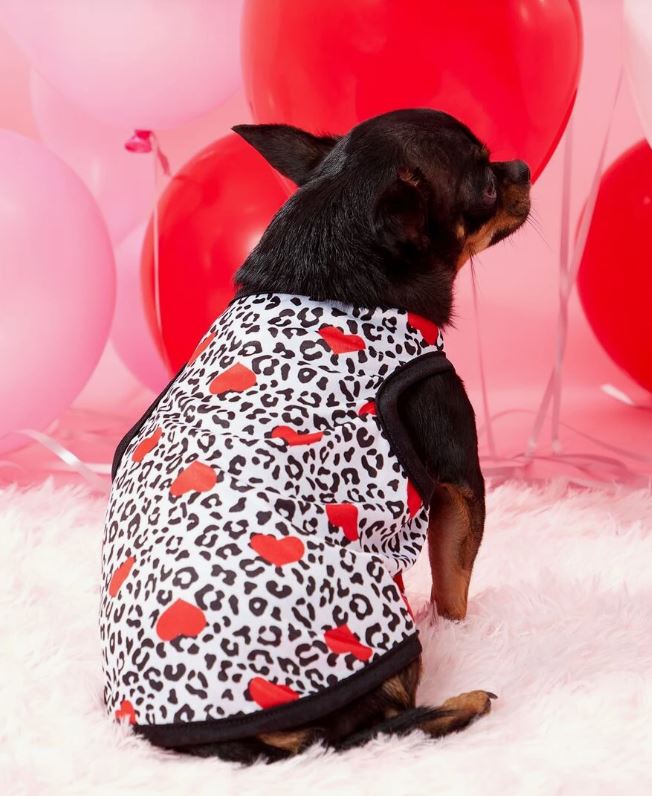 Dog Tank Top Leopard Print With Hearts