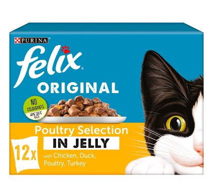 Felix Original Poultry Selection In Jelly Wet Food Pouch 12x100g