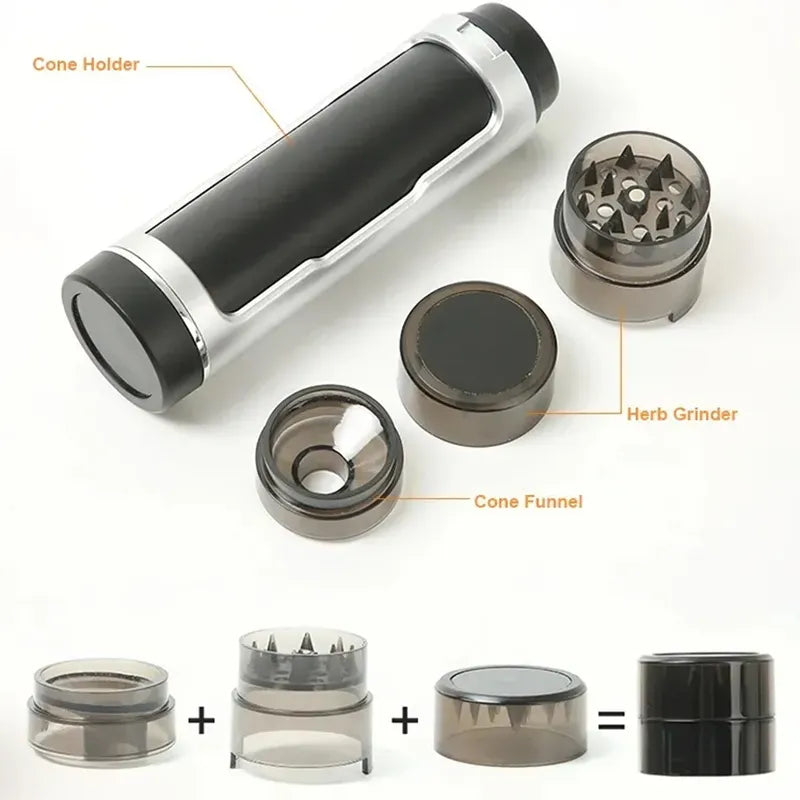 Manual Herbal Grinder for Smoking Plastic Filler Pre Rolled Dry Herb Grinder Cone Tube Case Double