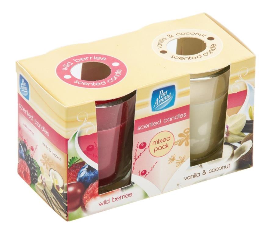 Pan Aroma Scented Glass Candle Wild Berries & Vanilla & Coconut 2-Pack