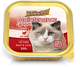 Princess Maintenance Lifestyle Pate Kitten Beef & Liver Wet Cat Food 100g