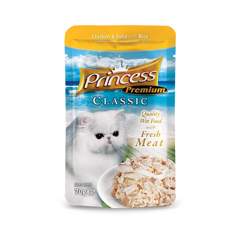 Princess Premium Classic Chicken & Tuna with Rice Wet Cat Food Pouch 70g