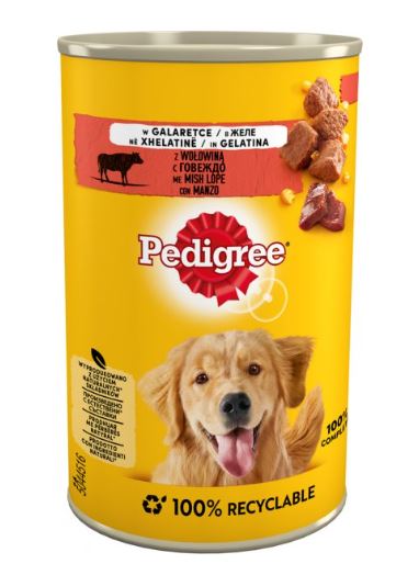 Pedigree Beef In Jelly Wet Dog Food Can 400g