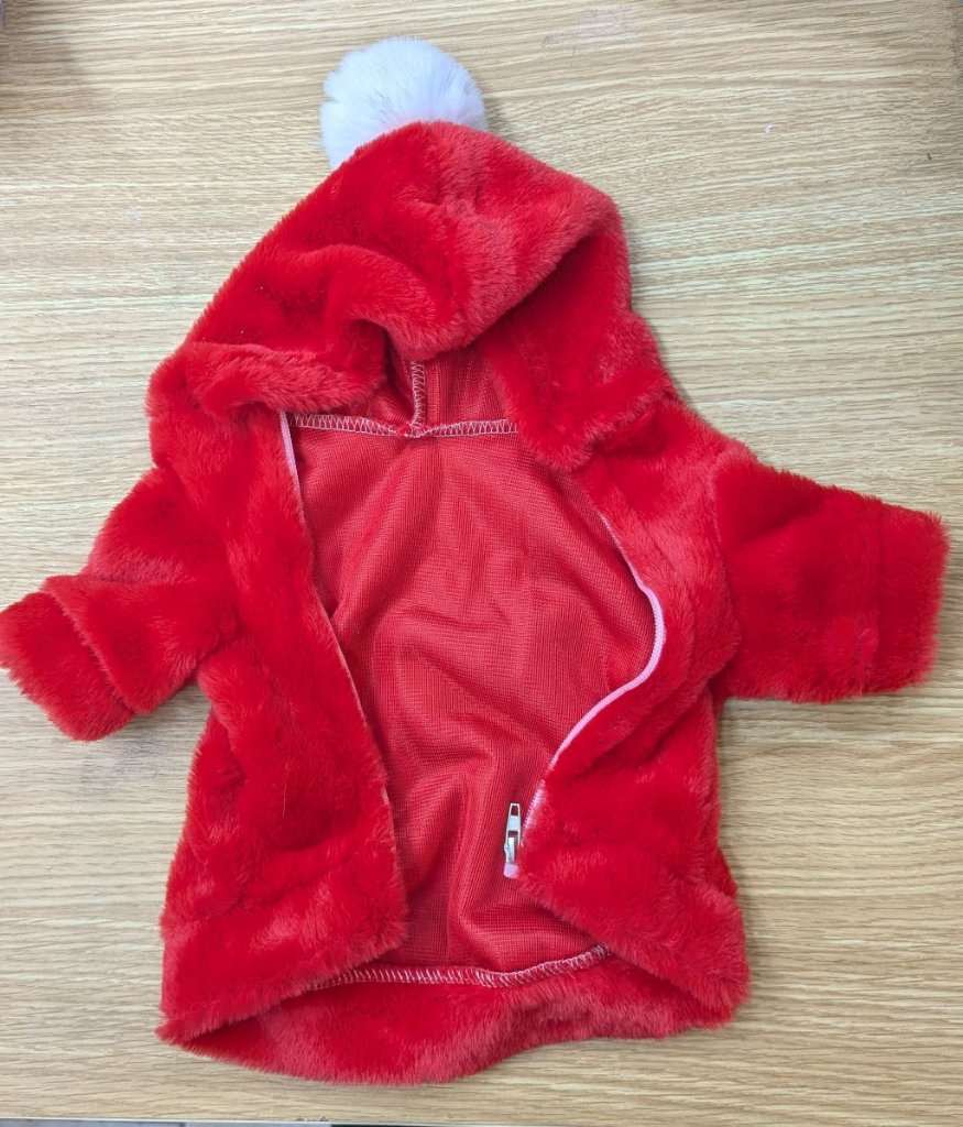 Christmas Pet Hoodie With White Bobble