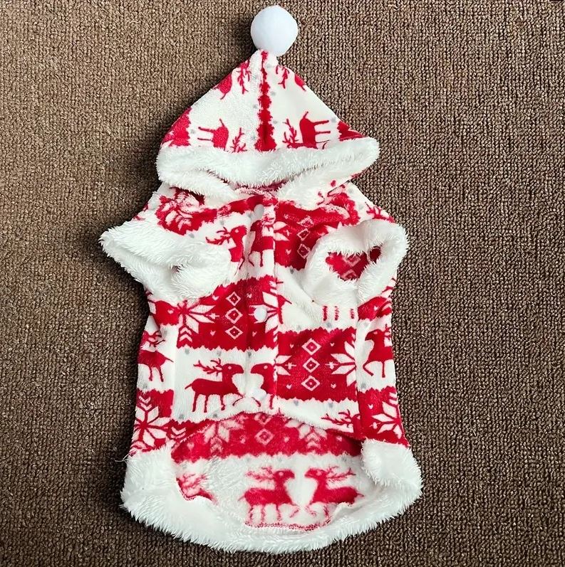 Christmas Pet Hoodie Reindeer Pattern