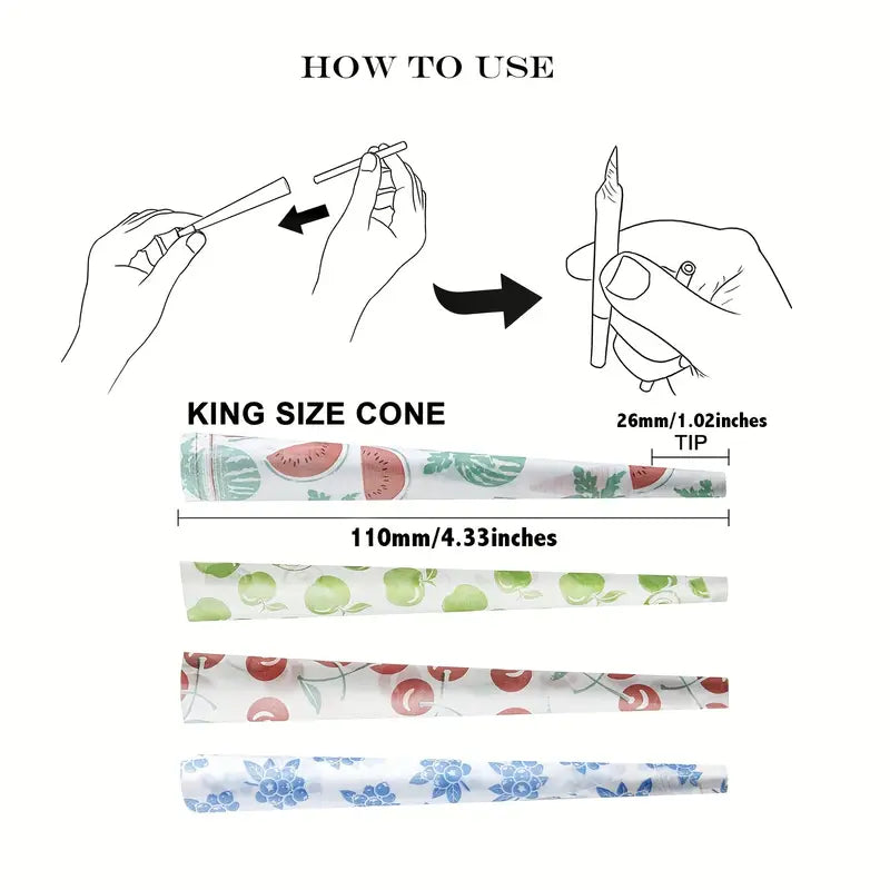 Fruit Flavored Pre-Rolled Cones King Size - x4 Fruit Flavours, 24 Pack - With Filter Tips