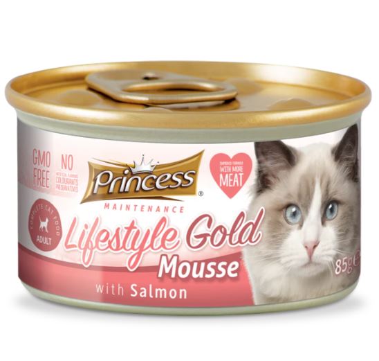 Princess Lifestyle Gold Salmon Mousse Wet Cat Food Can 85g