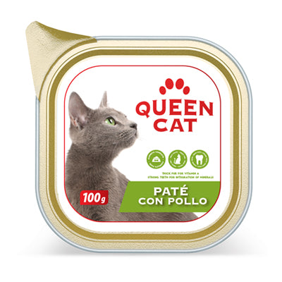 Queen Cat Pate Con Pollo Tray 100g