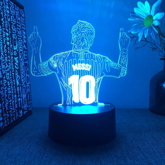 3D Night Light Football Character Messi USB Black Touch Colorful 7 Colors