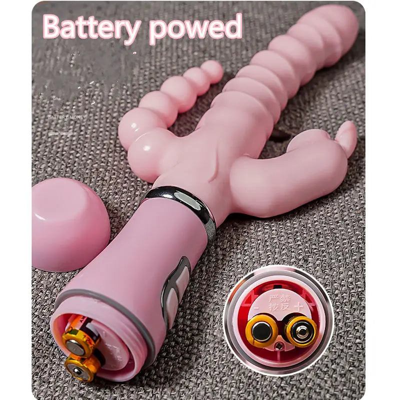 Dildo Vibrator Tongue Licking Triple Pink