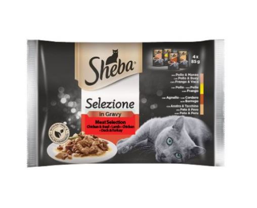 Sheba Meat Selection Wet Cat Food Pouch 4x85g