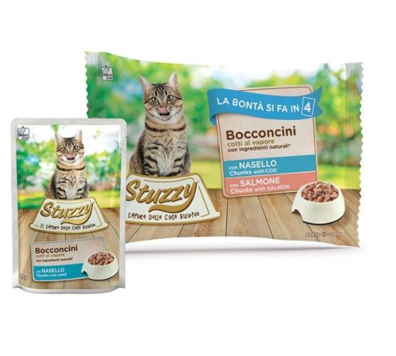 Stuzzy Bocconcini Cod & Salmon Chunks Wet Cat Food Pouches 4x 85g