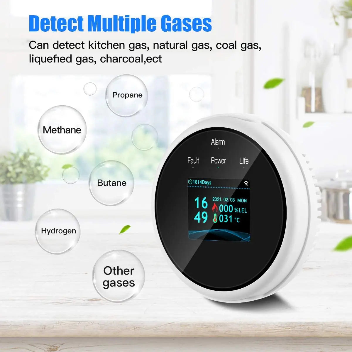 Tuya WiFi Natural Gas Leak Detector LPG Leakage Sensor with Sound Alarm APP Control Home Safety Smart Home Support Google Alexa