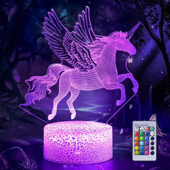 3D Unicorn Night Light Lamp 16 Colors with Remote Control