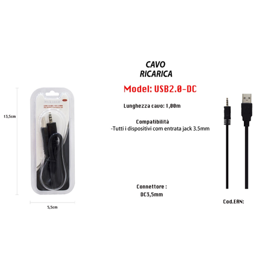 MAXTECH USB To Jack Cable USB2.0-DC