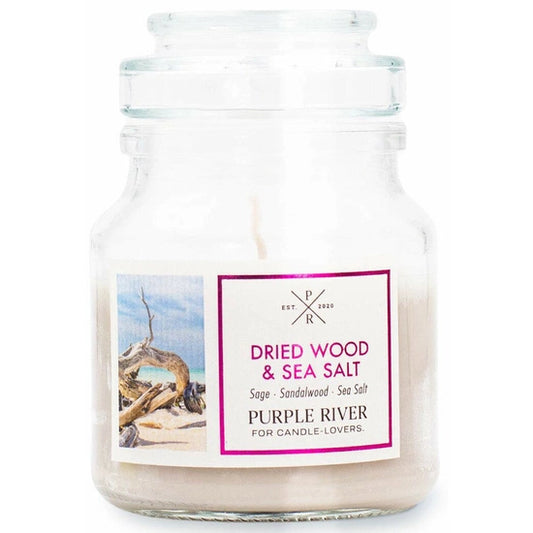 Purple River Scented Candle Dried Wood & Sea Salt 113g