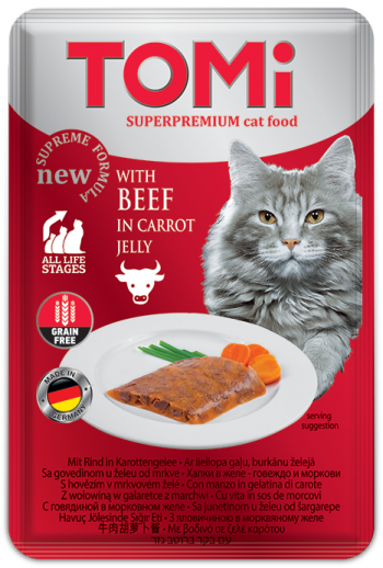 TOMi Beef in Carrot Jelly Wet Cat Food Pouch 100g