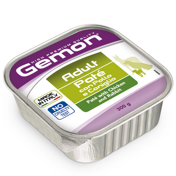 Gemon Adult Paté with Chicken and Rabbit Wet Dog Food 300g