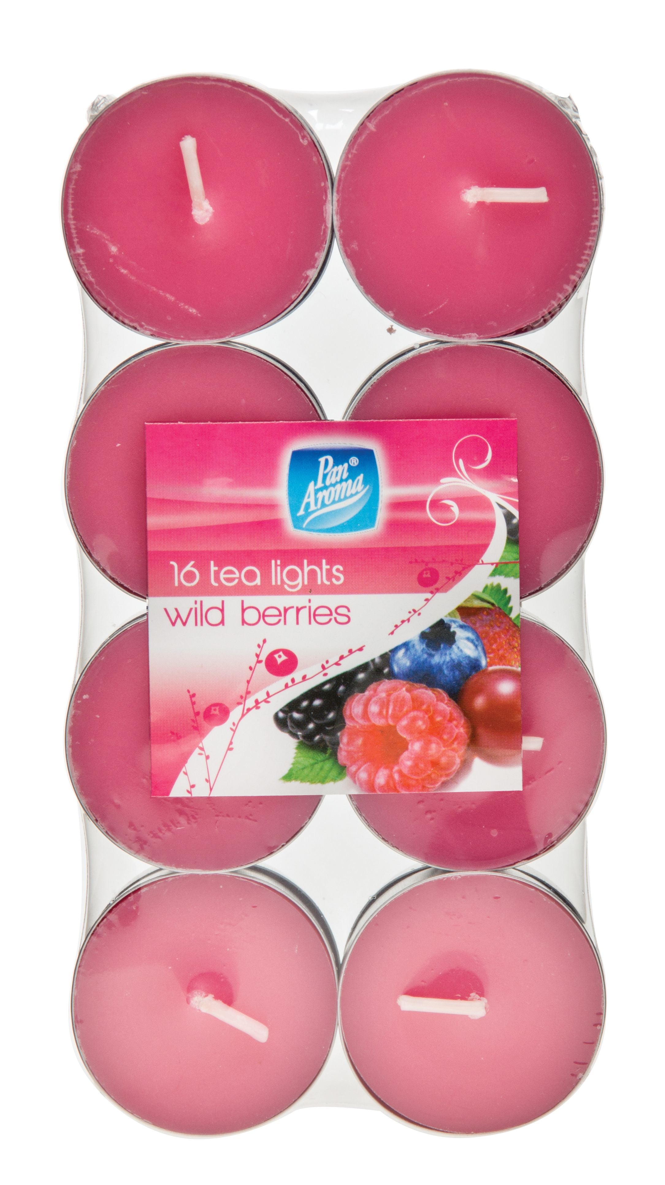 Pan Aroma Colour Tea Lights Wild Berries 16-Pack