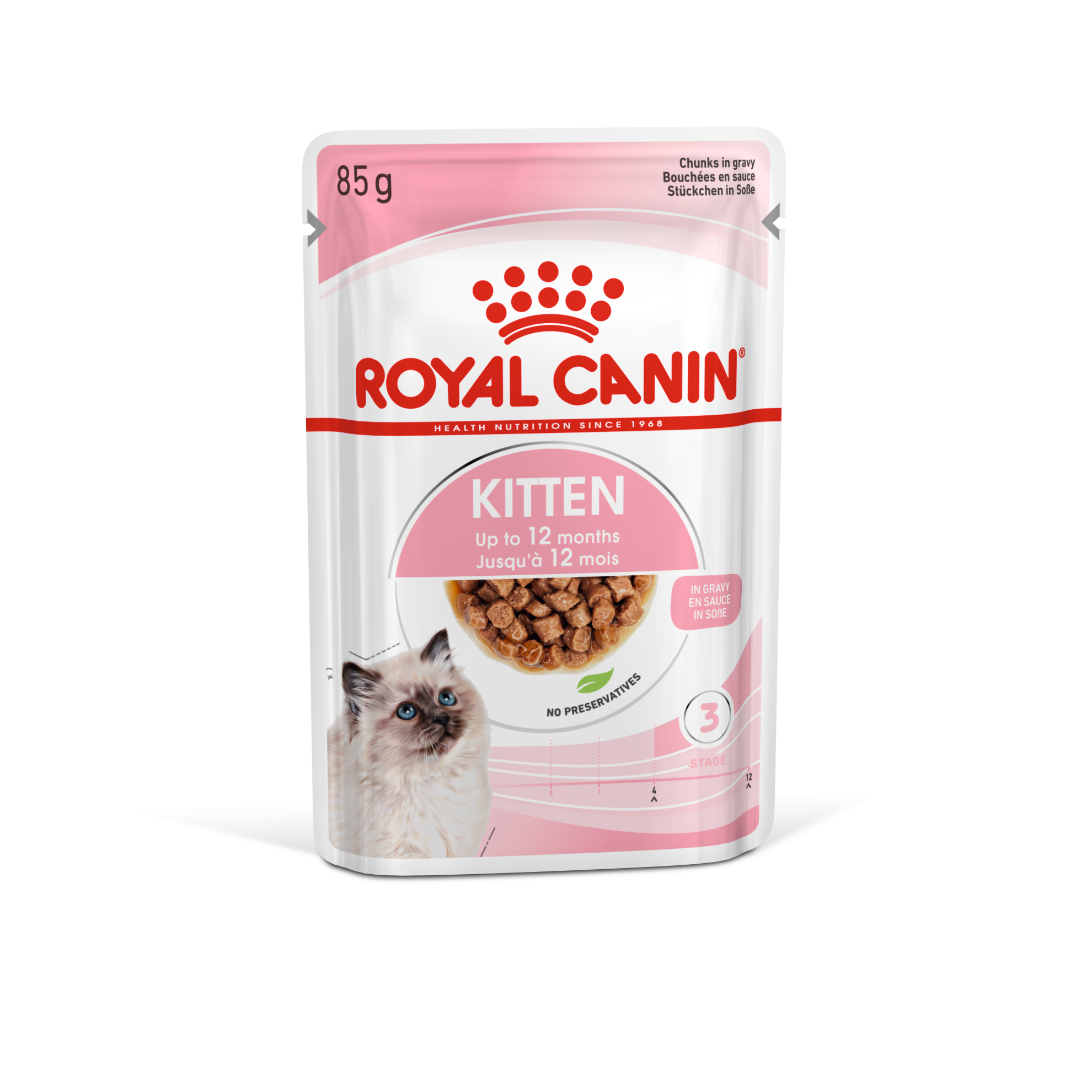 Royal Canin Kitten Chunks In Gravy Wet Cat Food Pouch 85g