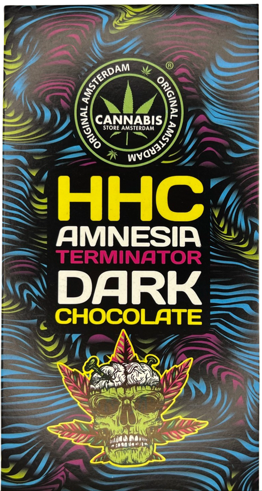 Cannabis Store Amsterdam - 100mg HHC Amnesia Terminator Dark Chocolate Bar 80g