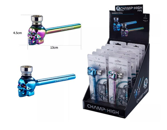 Champ High 13cm Skull Pipe - Assorted Colours