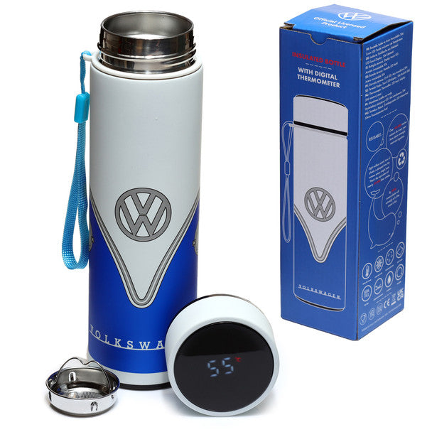 Volkswagen 450 ml Led Smart Blue Digital Thermometer Drinks Flask Cold/Hot Temperature